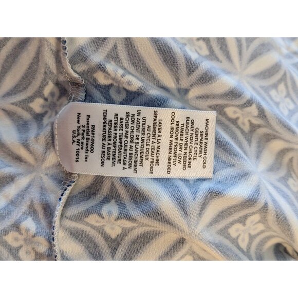 Flora Nikrooz Womens L Robe Housecoat Geometric Print Blue White Belted Jersey - Picture 9 of 9